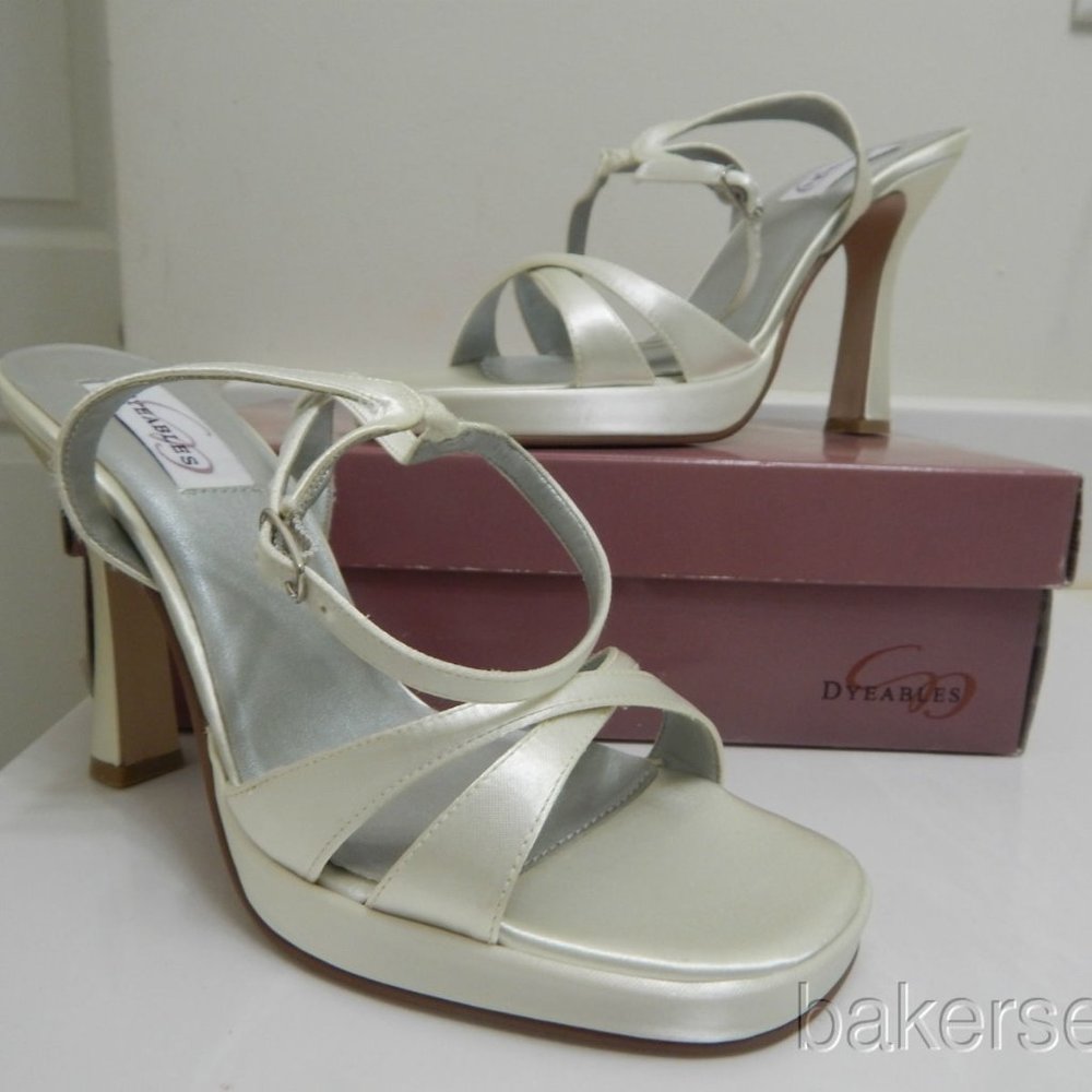 Dyeables Shoes Sz 9.5 B Bridal 4" Heel Satin Ivory